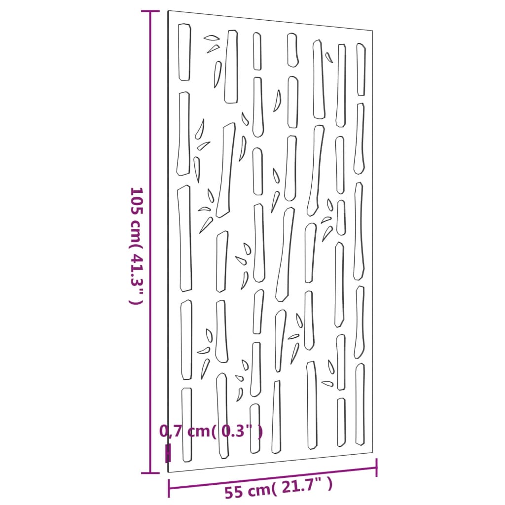 vidaXL Decor perete de grădină 105x55 cm design bambus oțel Corten