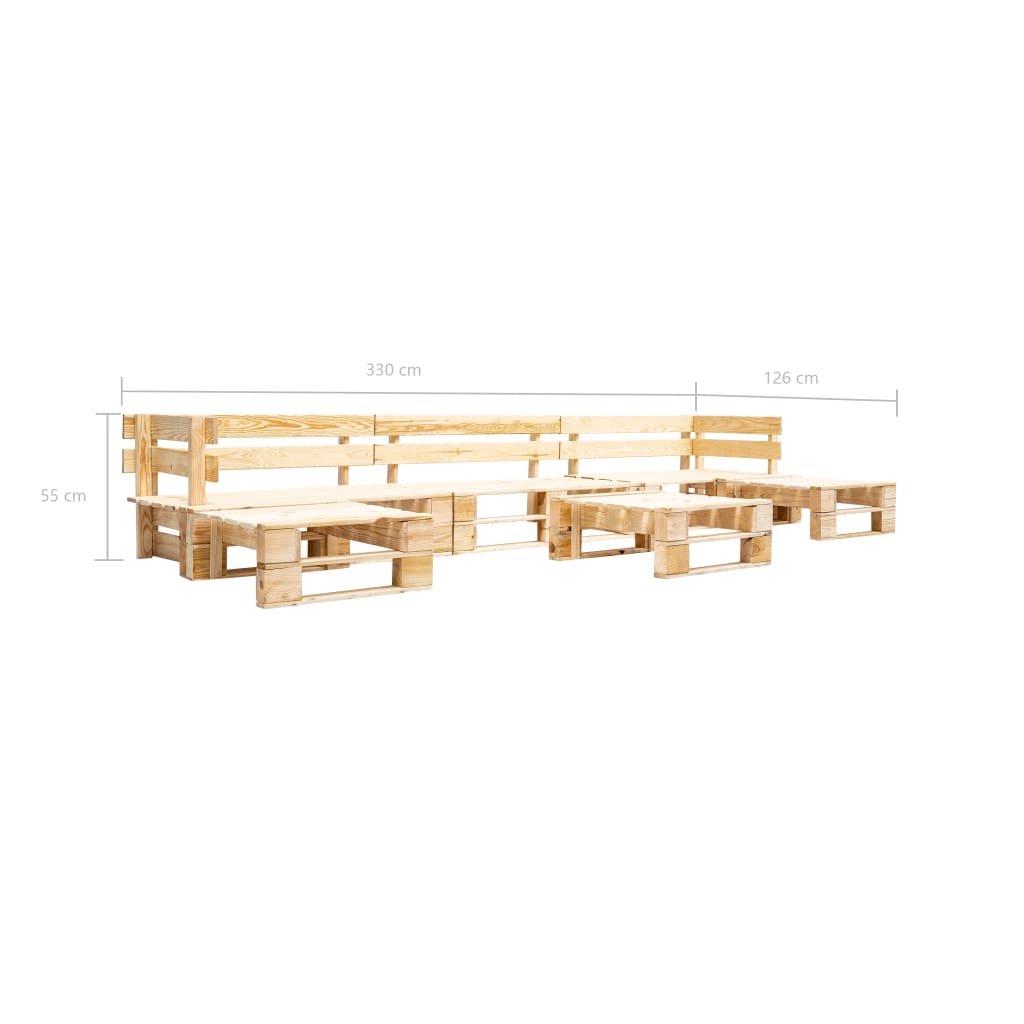 vidaXL Set mobilier de grădină paleți, natural, 6 piese, lemn