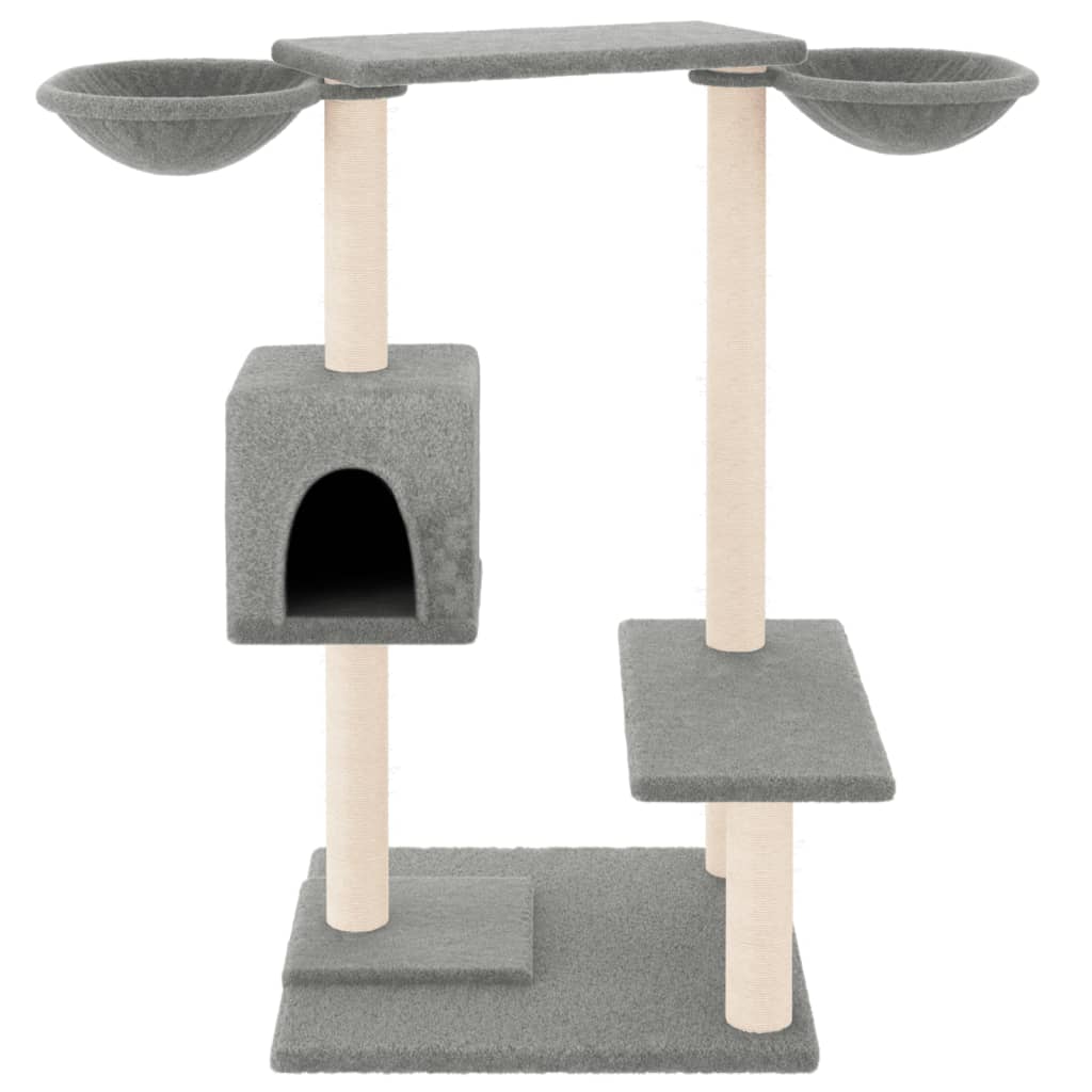 vidaXL Ansamblu de pisici cu stâlpi de zgâriat, gri deschis, 82 cm