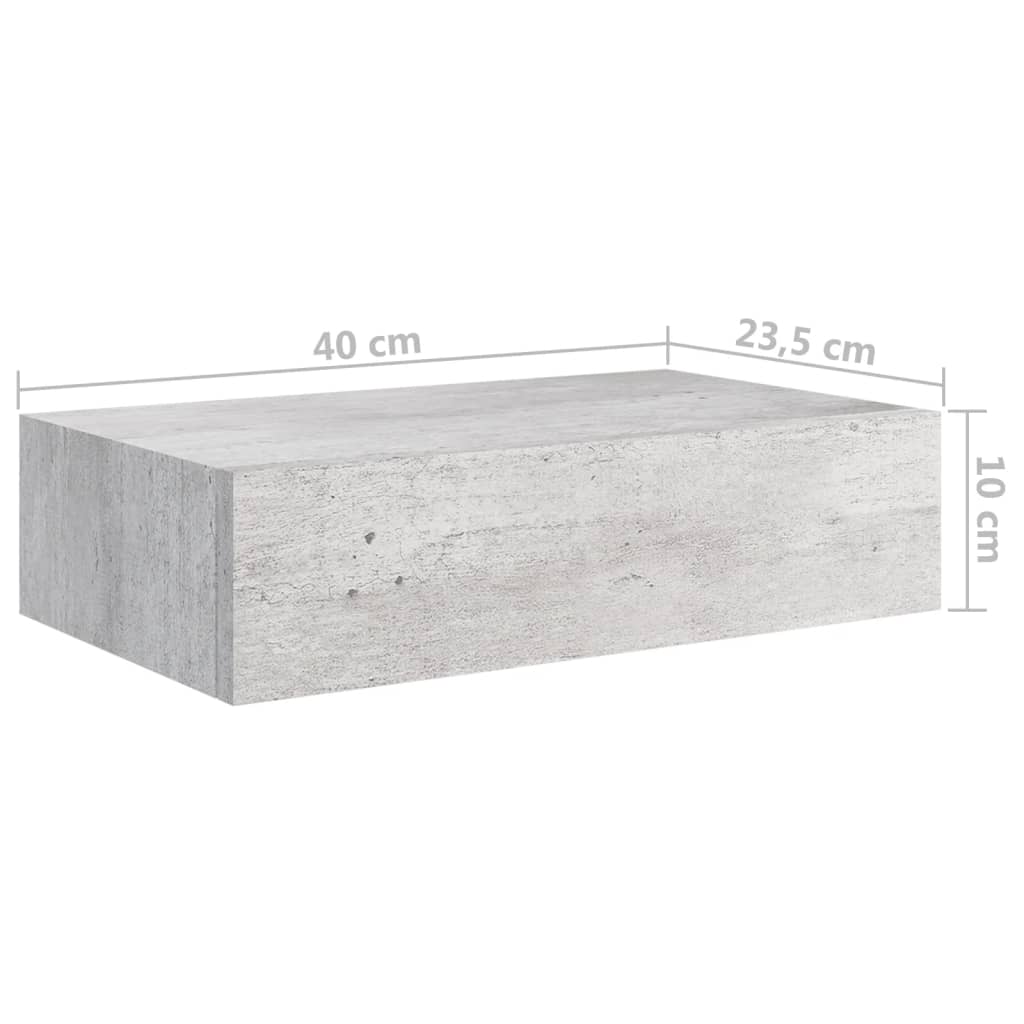 vidaXL Dulapuri de perete cu sertar 2 buc. gri beton 40x23,5x10 cm MDF