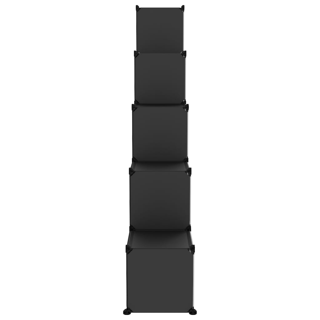 vidaXL Organizator cub de depozitare cu uși, 15 cuburi, negru, PP