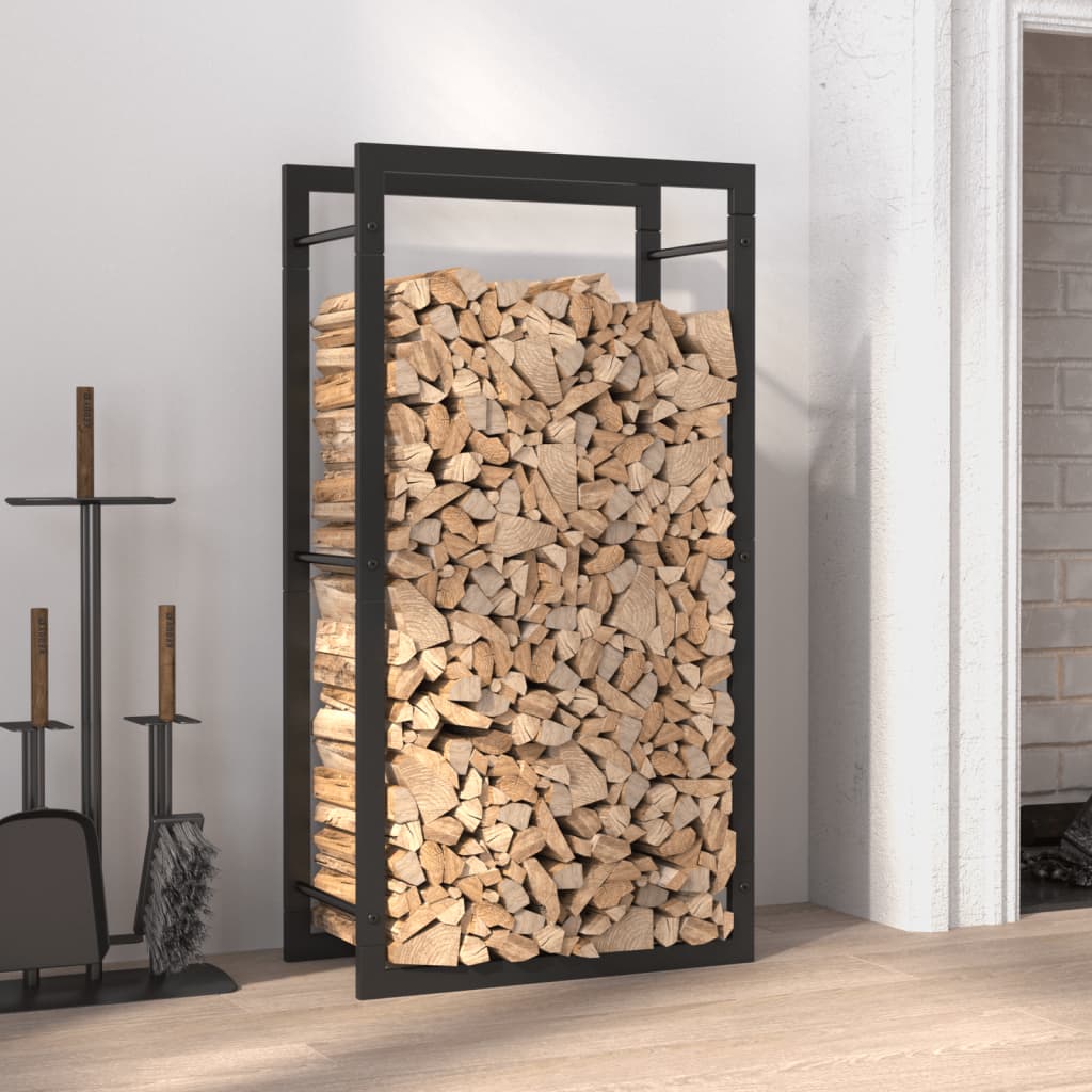 vidaXL Suport pentru lemne de foc, negru mat, 50x28x94 cm oțel