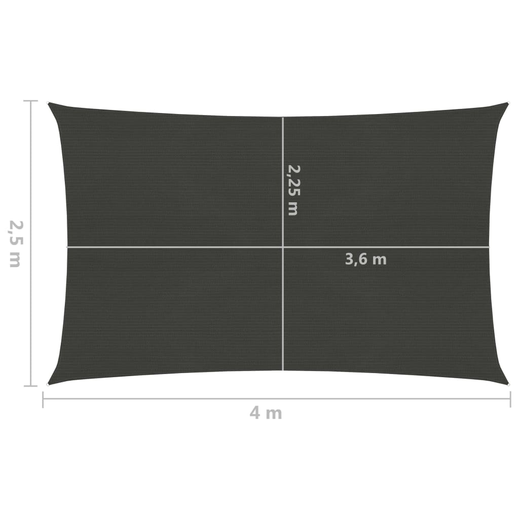 vidaXL Pânză parasolar, antracit, 2,5 x 4 m, HDPE, 160 g/m²