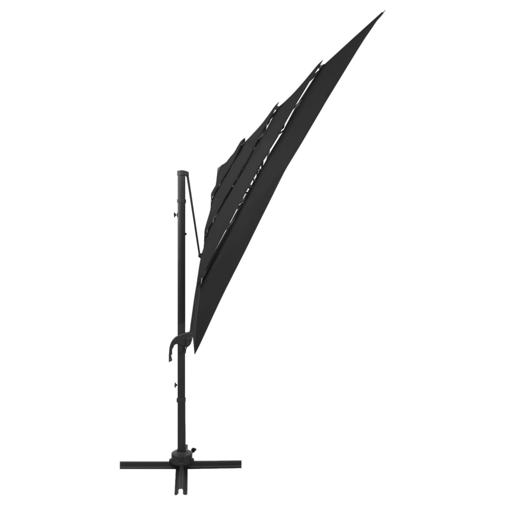 vidaXL Umbrelă de soare 4 niveluri stâlp aluminiu negru 250x250 cm