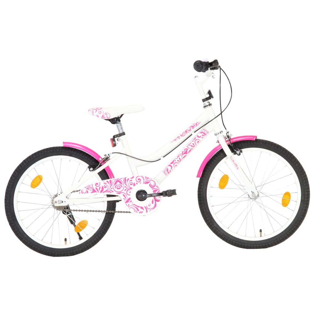 vidaXL Bicicletă pentru copii, roz și alb, 20 inci