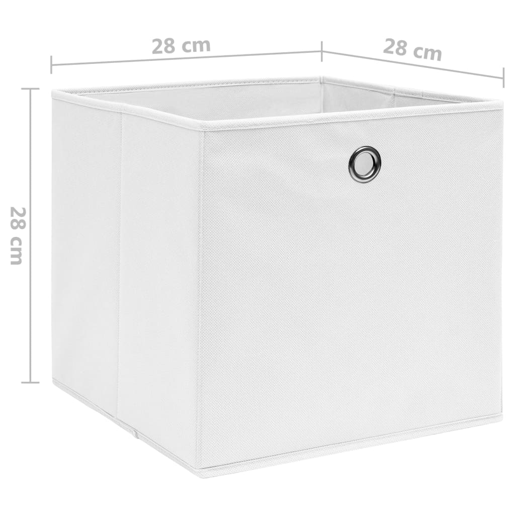 vidaXL Cutii depozitare, 10 buc., alb, 28x28x28 cm, material nețesut