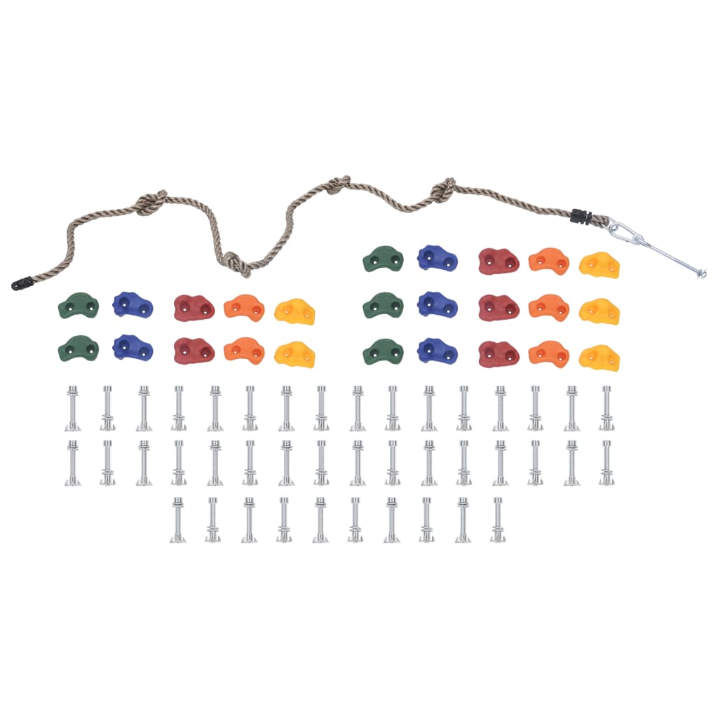 vidaXL Pietre de cățărat cu funie, 25 buc., multicolor