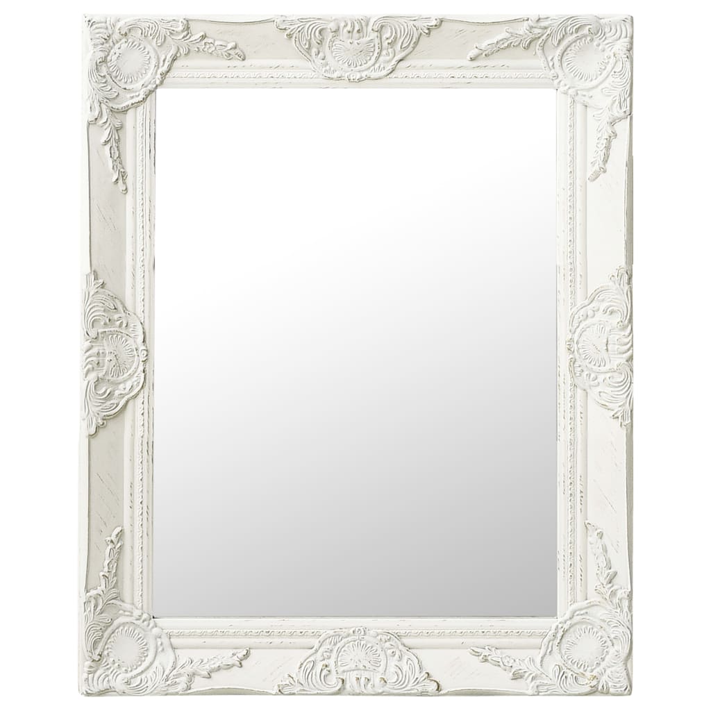 vidaXL Oglindă de perete în stil baroc, alb, 50 x 60 cm