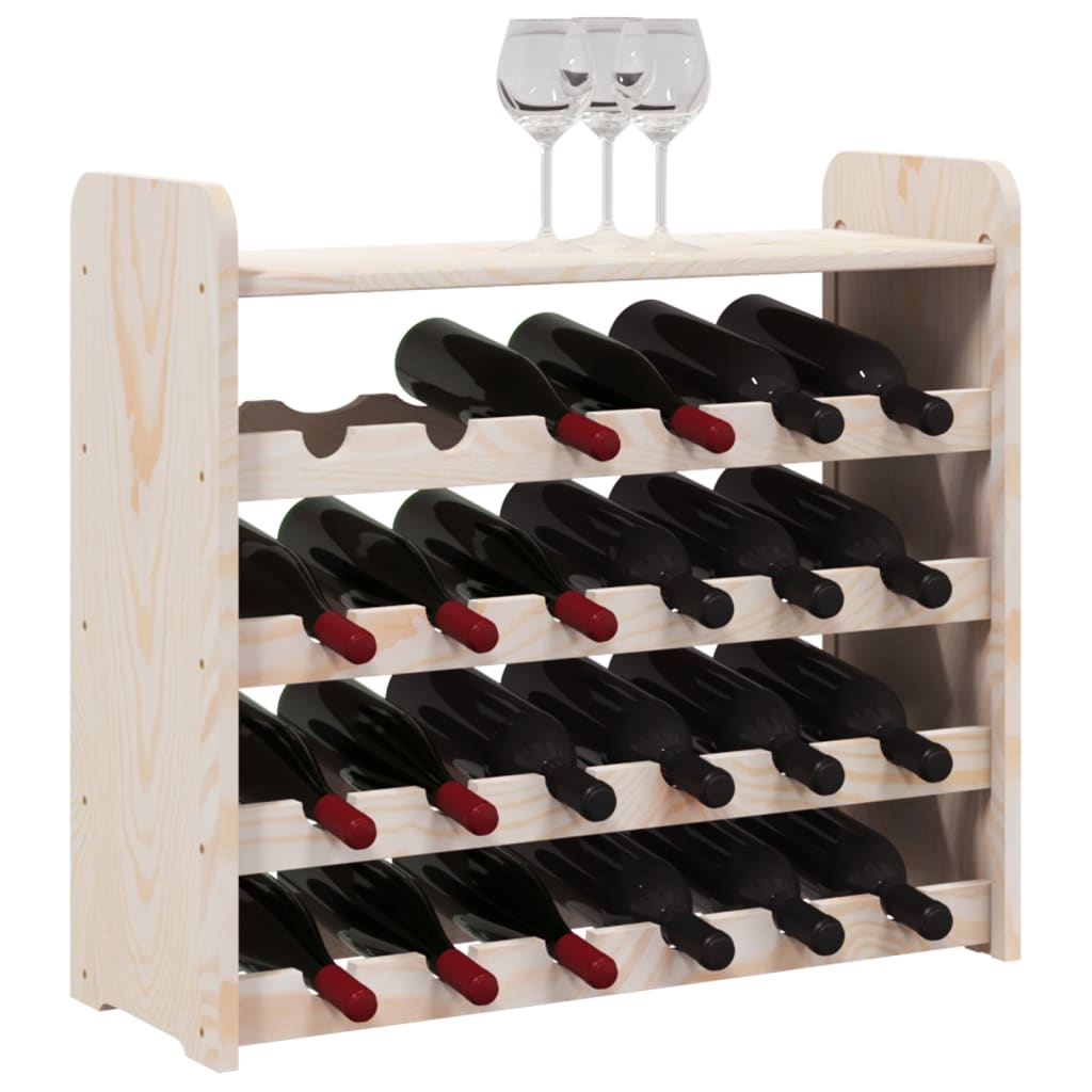 vidaXL Suport de vinuri cu raft superior, 67,5x25x60cm, lemn masiv pin