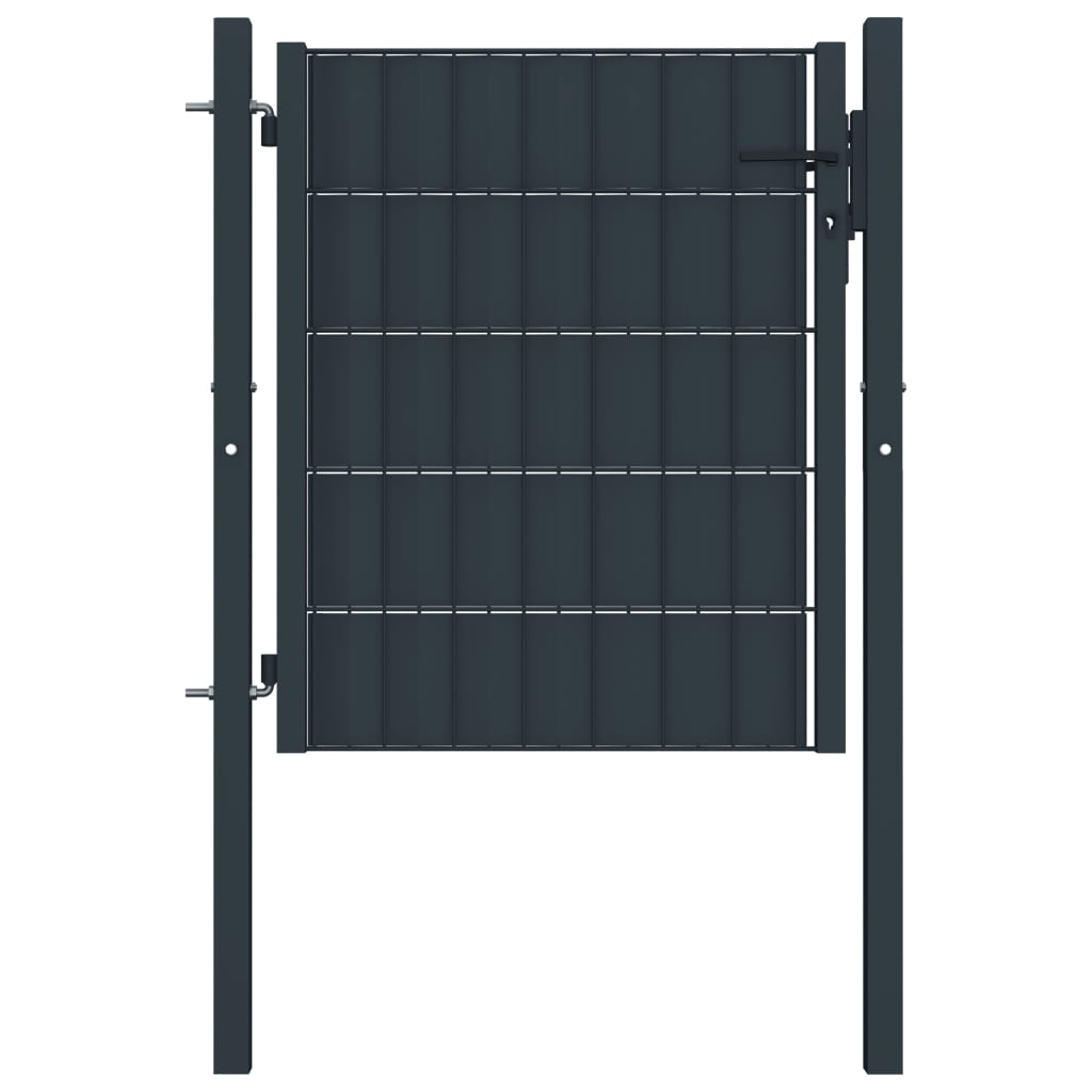 vidaXL Poartă de gard, antracit, 100x81 cm, PVC și oțel