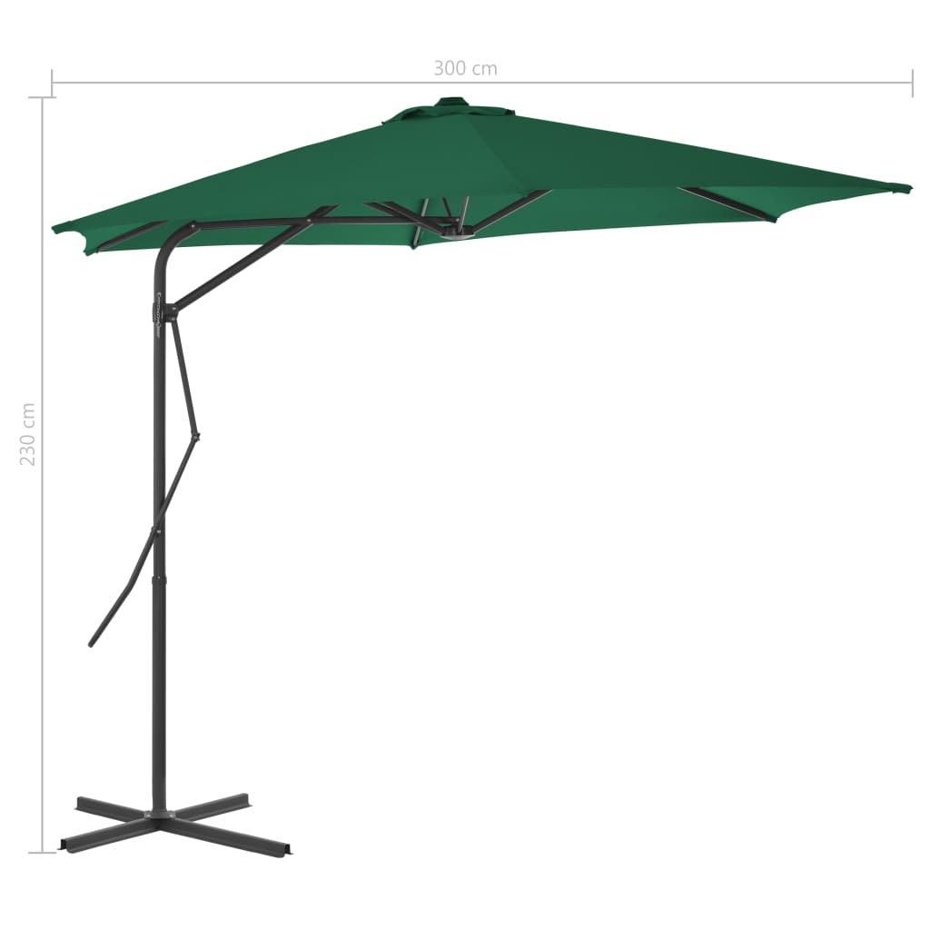 vidaXL Umbrelă soare de exterior cu stâlp din oțel, verde, 300 cm