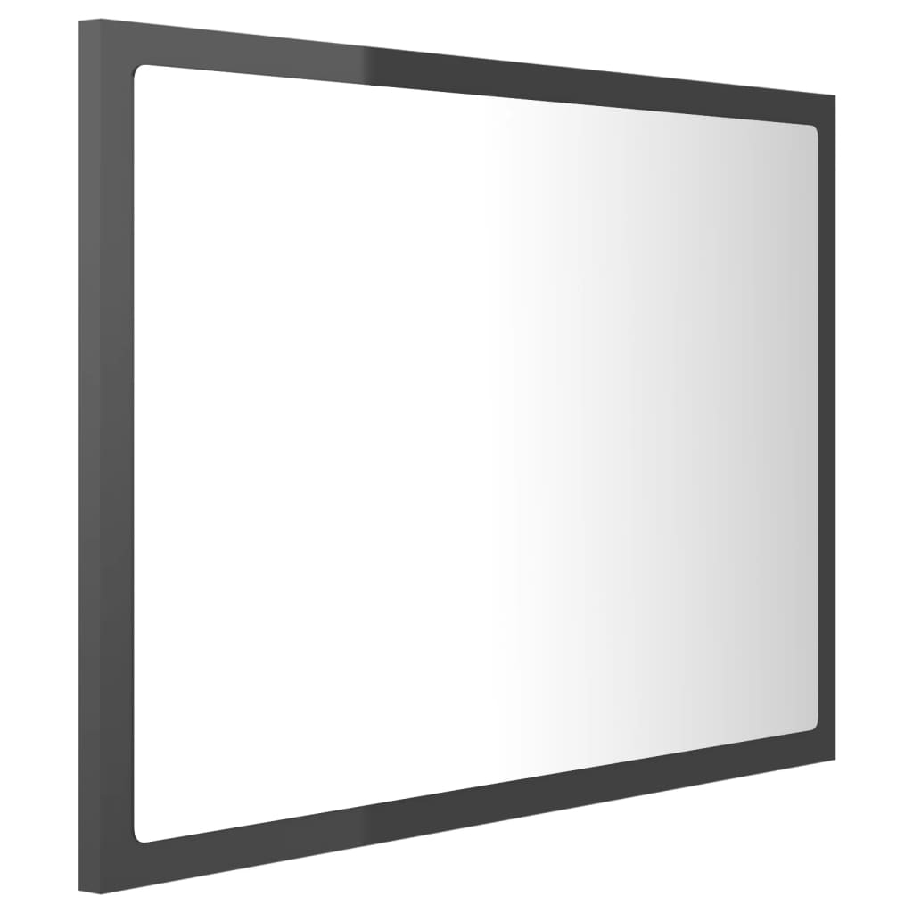 vidaXL Oglindă de baie cu LED, gri extralucios, 60x8,5x37 cm, acril