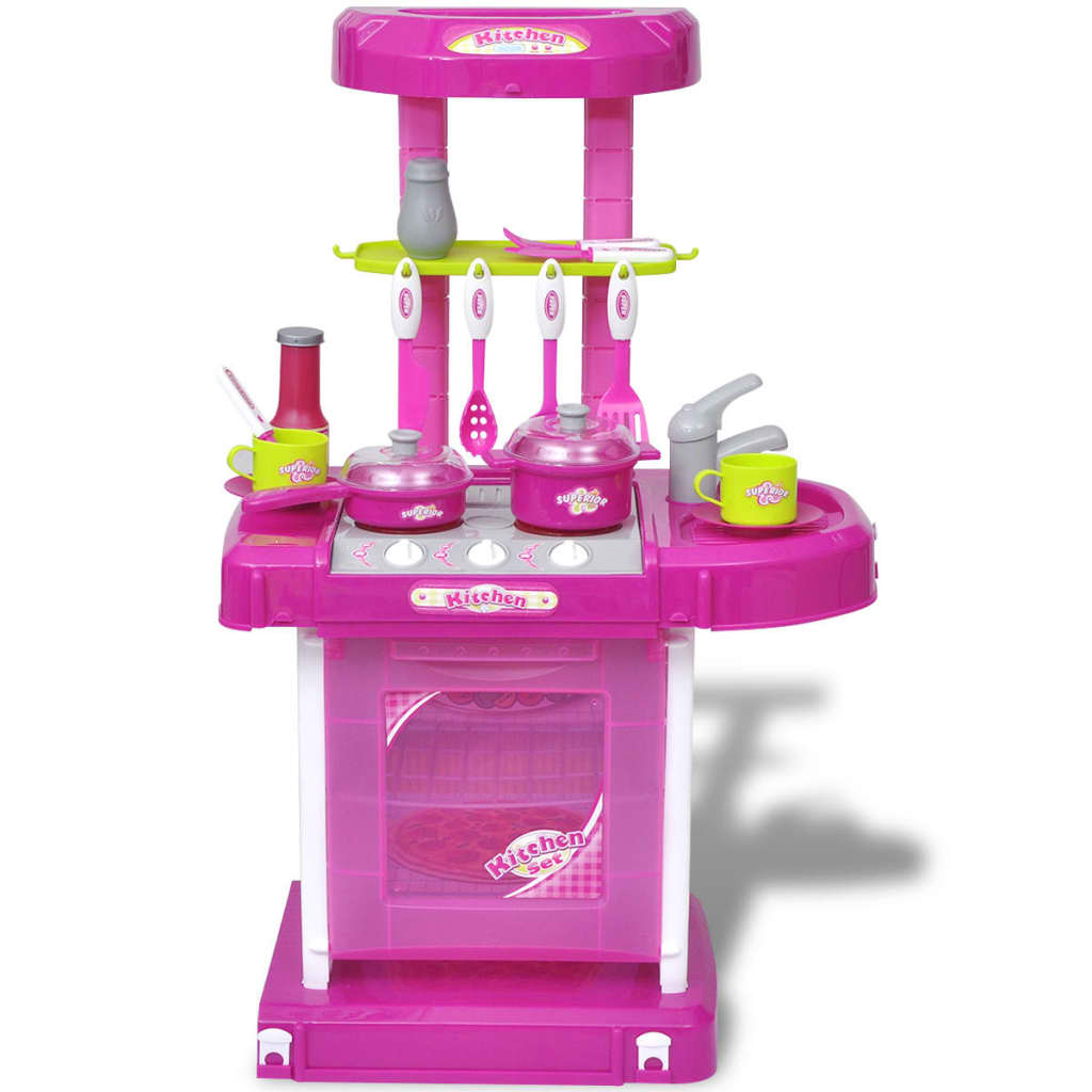 Bucătărie de jucărie pentru copii cu lumini și efecte sonore, Roz