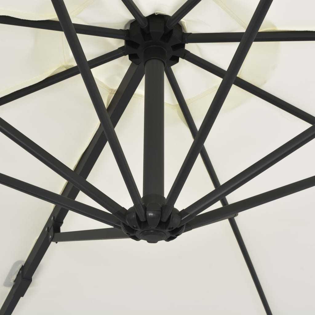 vidaXL Umbrelă suspendată cu stâlp din oțel, nisipiu, 300 cm