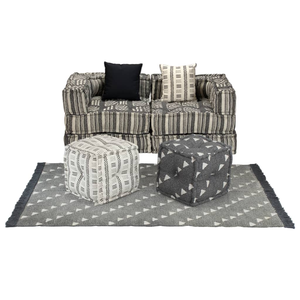 vidaXL Set canapea modulară, 9 piese, material textil, dungi
