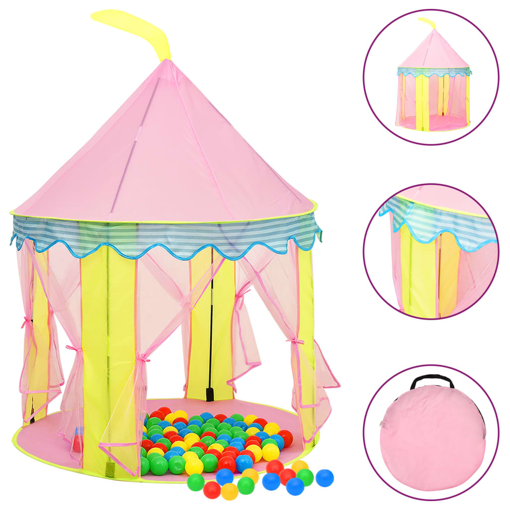 vidaXL Cort de joacă pentru copii, roz, 100x100x127 cm