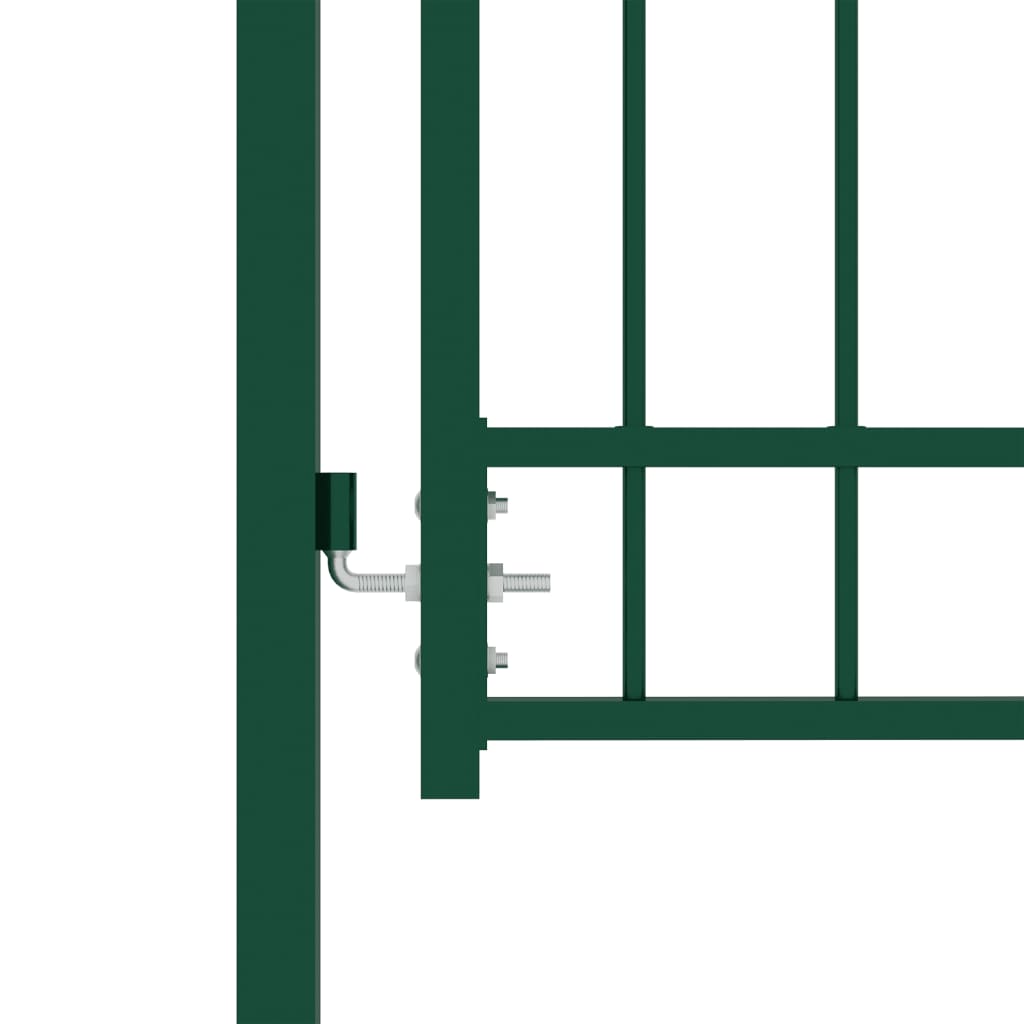vidaXL Poartă de gard cu țepușe, verde, 100x125 cm, oțel