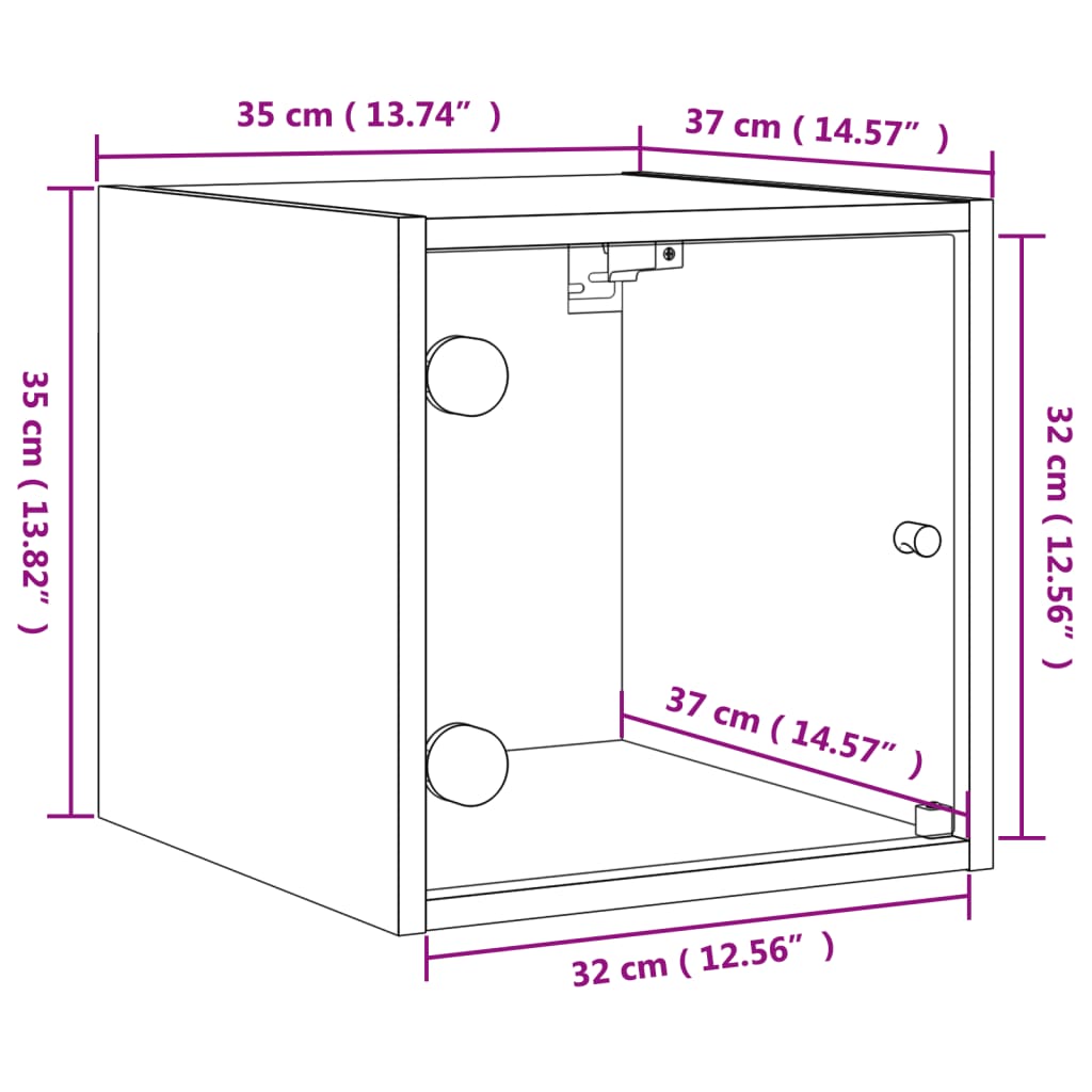 vidaXL Noptieră cu ușă de sticlă, negru, 35x37x35 cm