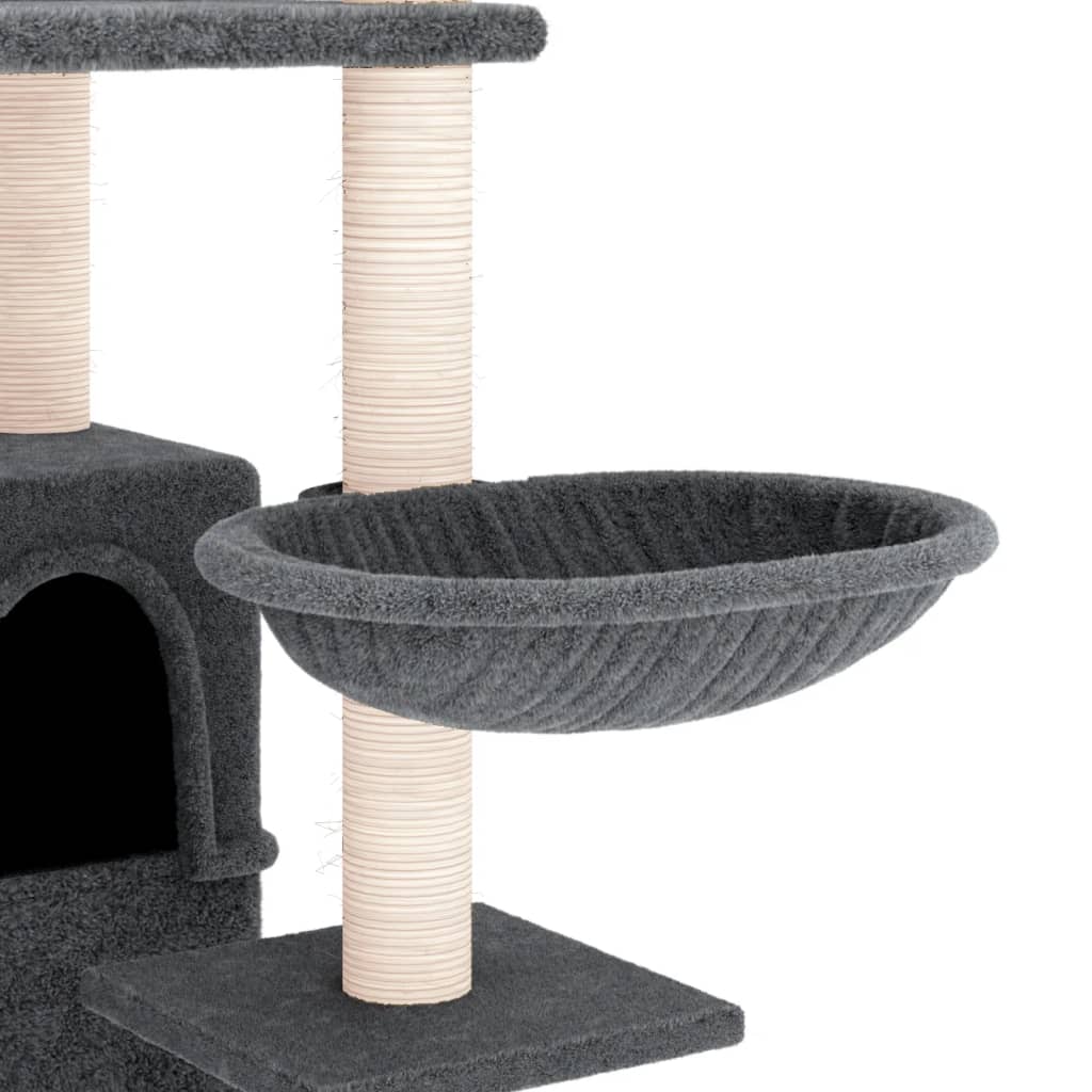 vidaXL Ansamblu de pisici, stâlpi din funie sisal, gri închis, 175 cm