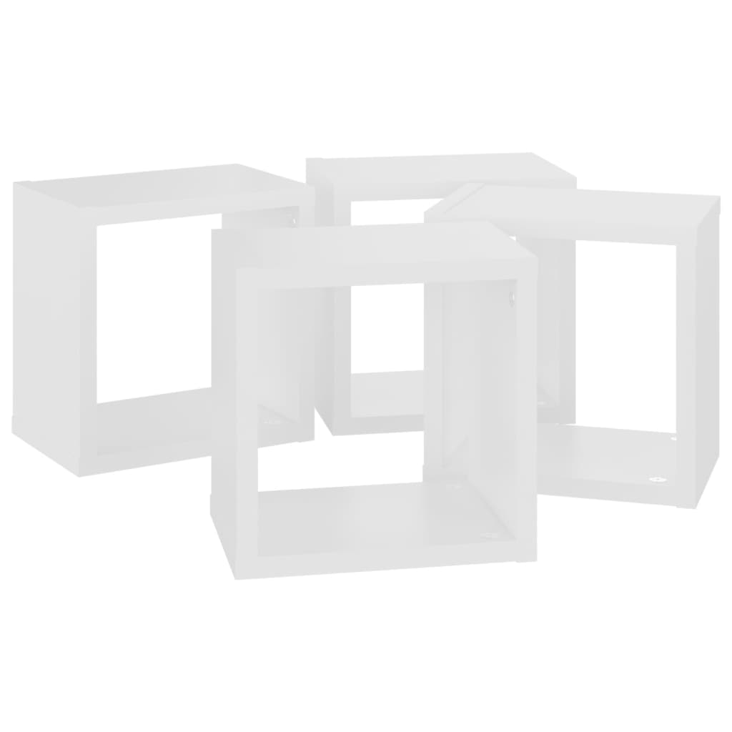 vidaXL Rafturi de perete în formă de cub , 4 buc., alb , 22x15x22 cm