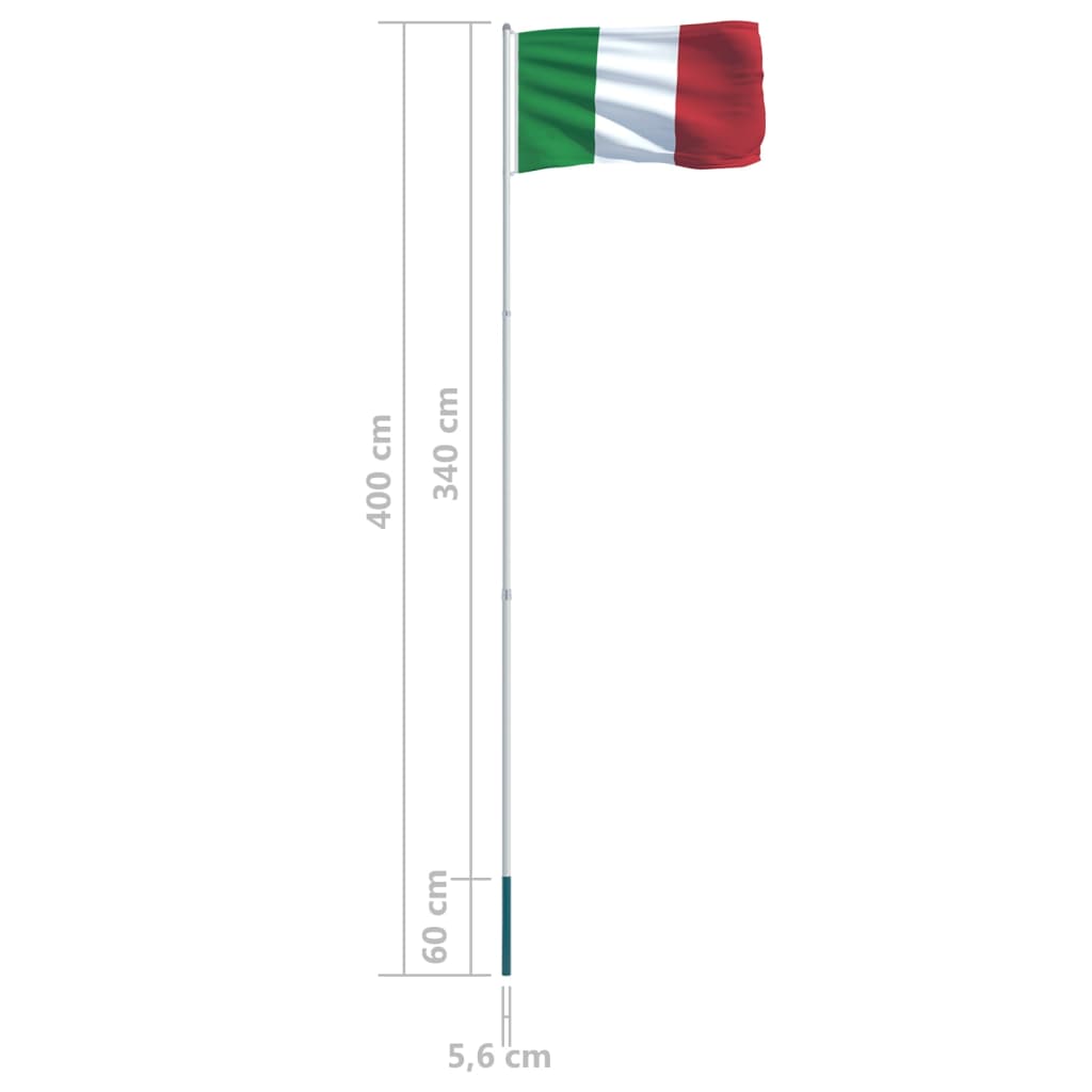 vidaXL Steag Italia și stâlp din aluminiu, 4 m