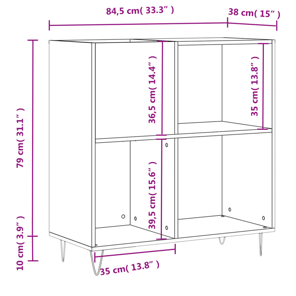 vidaXL Dulap pentru discuri, alb, 84,5x38x89 cm, lemn compozit