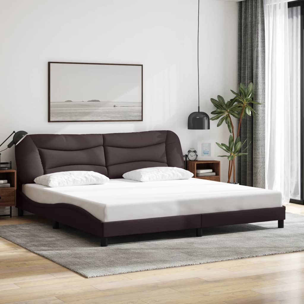 vidaXL Cadru de pat cu tăblie, maro închis, 200x200 cm, textil