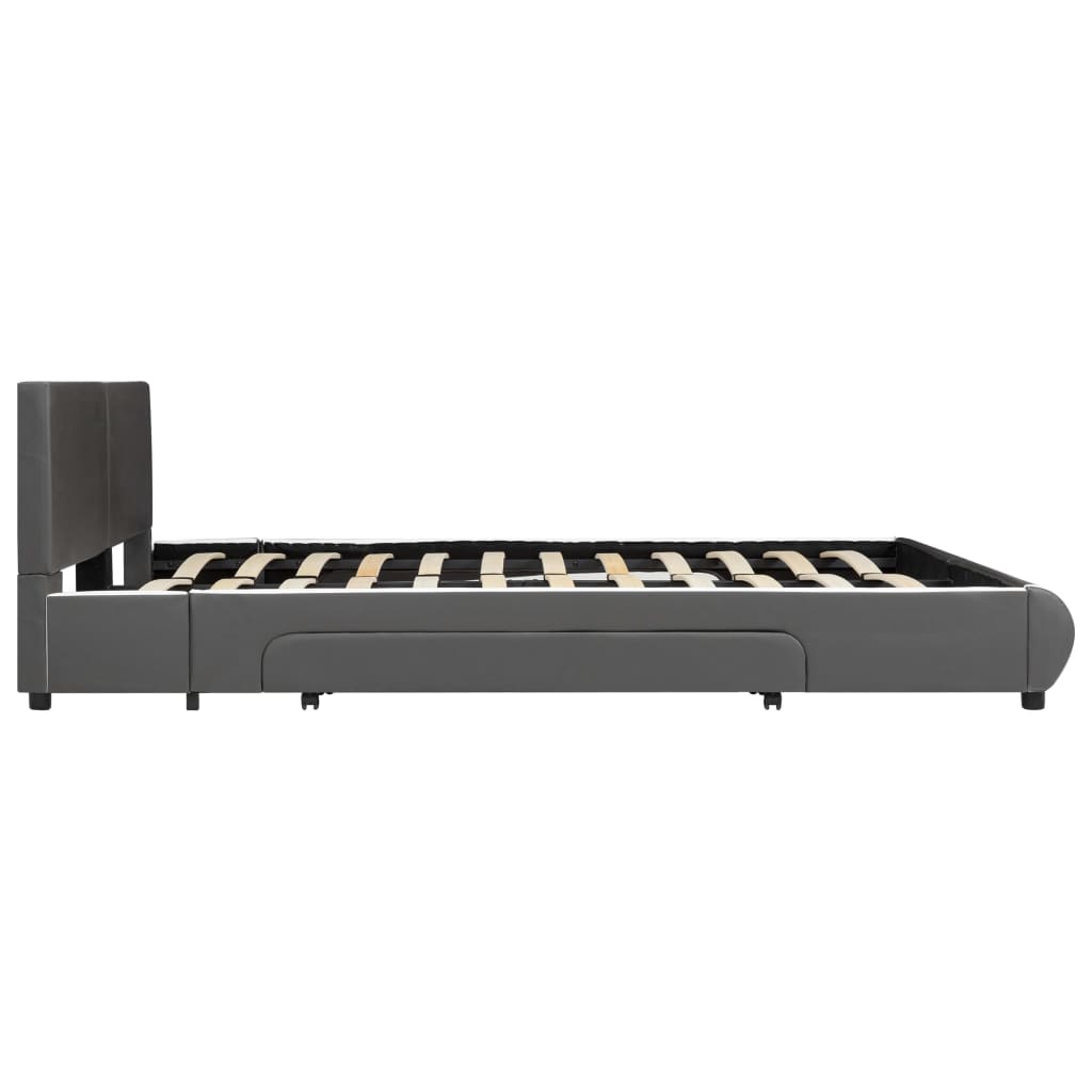 vidaXL Cadru pat cu sertare, antracit, 180 x 200 cm, piele ecologică