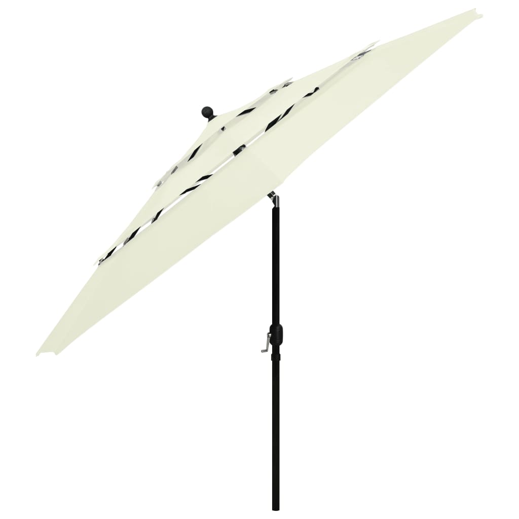 vidaXL Umbrelă de soare 3 niveluri, stâlp de aluminiu, nisipiu, 3,5 m