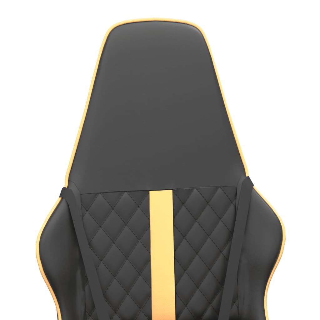 vidaXL Scaun de gaming de masaj, negru și auriu, piele ecologică