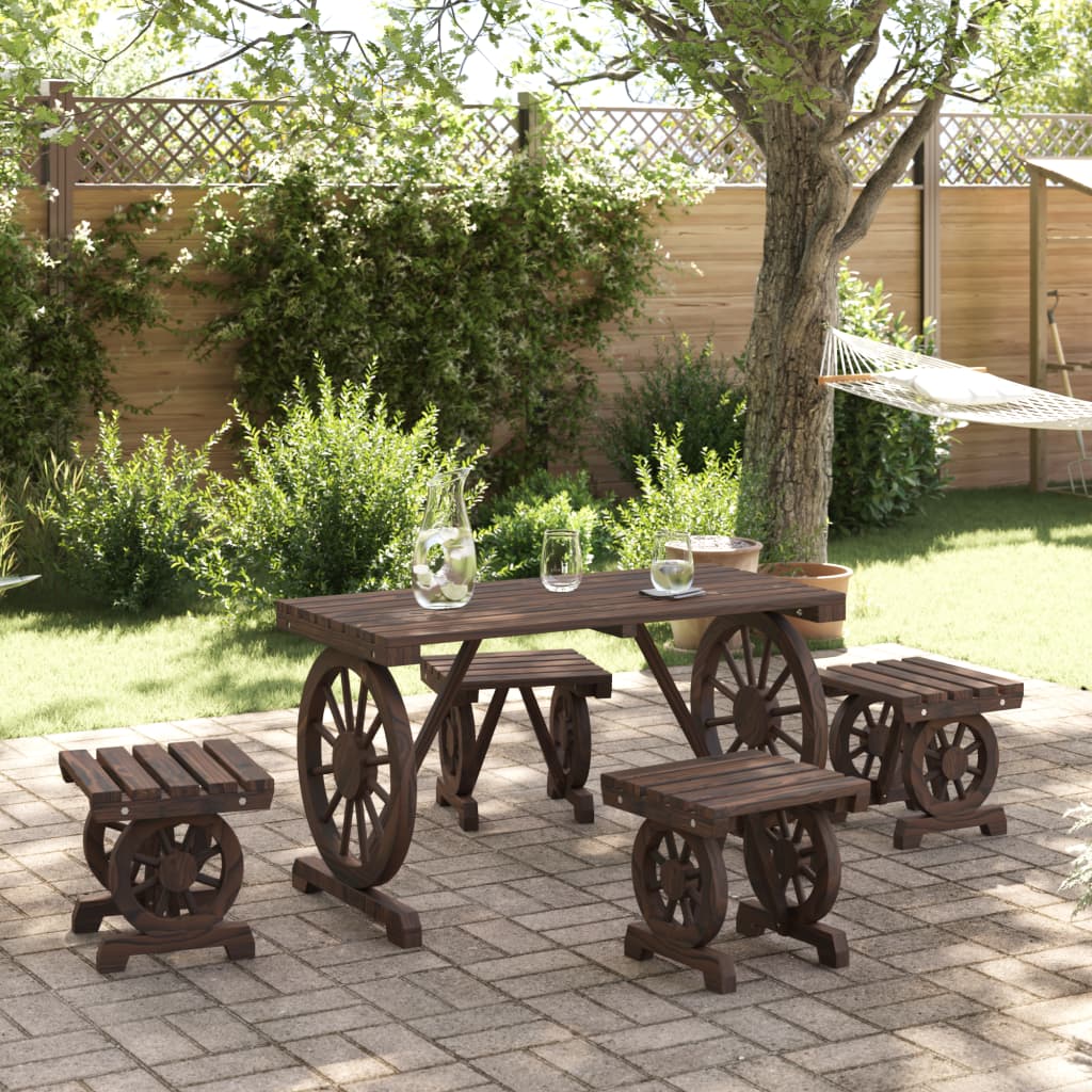 vidaXL Set mobilier de grădină, 5 piese, lemn masiv de brad