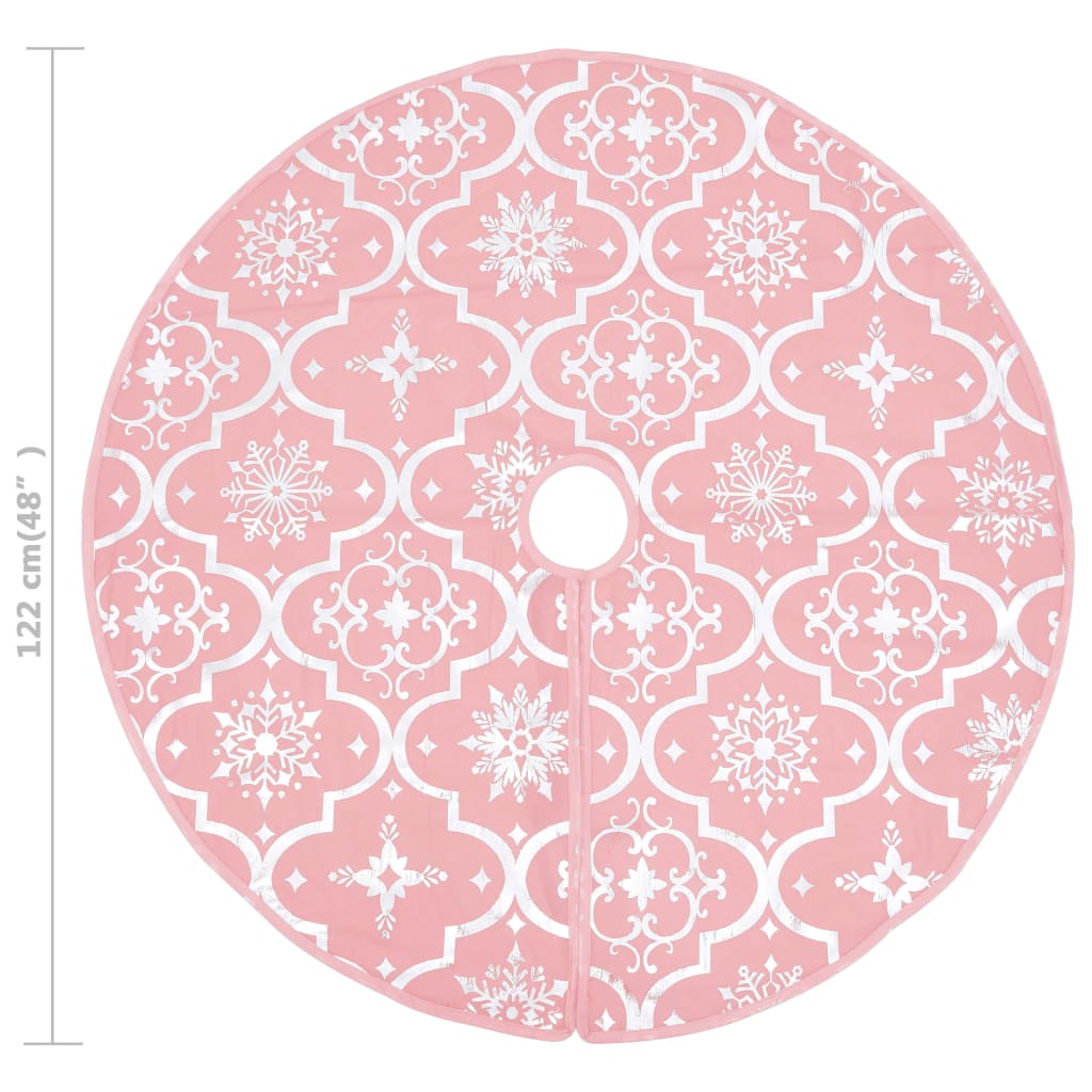 vidaXL Covor fustă de brad Crăciun cu șosetă, roz, 122 cm, țesătură