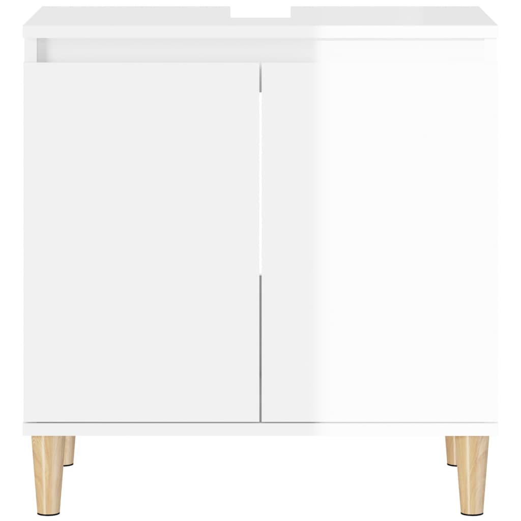 vidaXL Dulap de chiuvetă, alb extralucios, 58x33x60 cm, lemn prelucrat