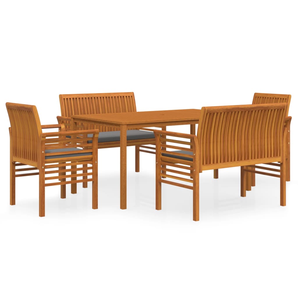 vidaXL Set mobilier de exterior cu perne, 5 piese, lemn masiv acacia