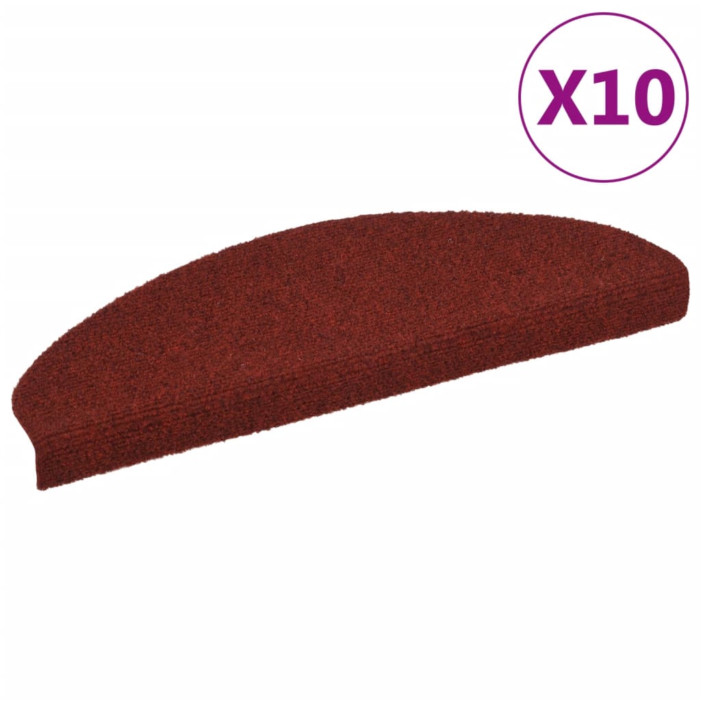 vidaXL Covorașe autoadezive scări, 10 buc, roșu, 65x21x4 cm, punch