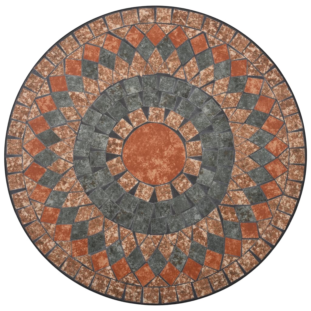 vidaXL Masă de bistro mozaic, portocaliu/gri, 60 cm, ceramică
