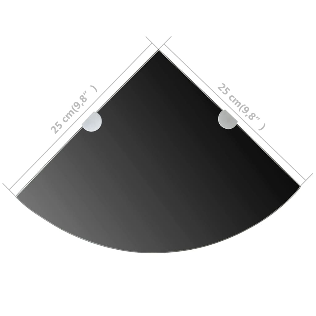 vidaXL Raft de colț din sticlă cu suporți de crom, negru 25 x 25 cm
