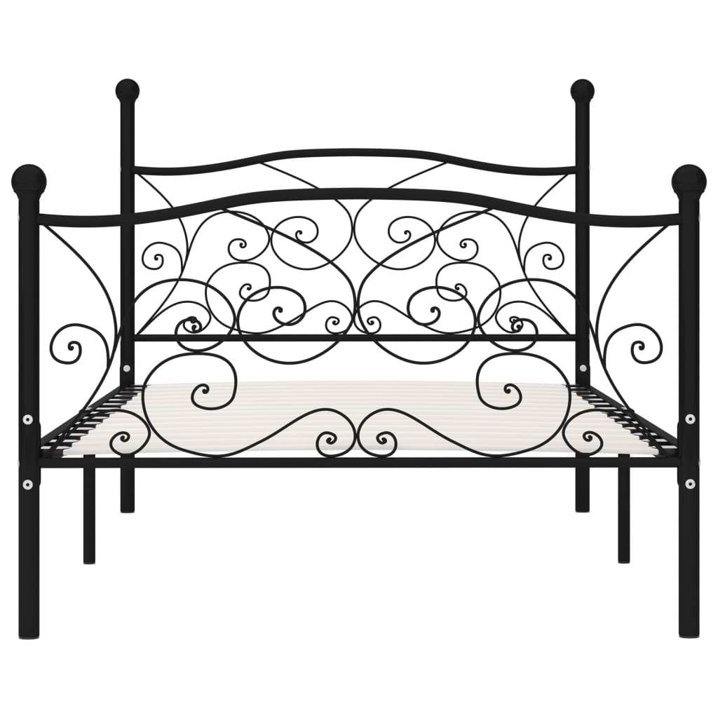 vidaXL Cadru de pat cu bază din șipci, negru, 100 x 200 cm, metal
