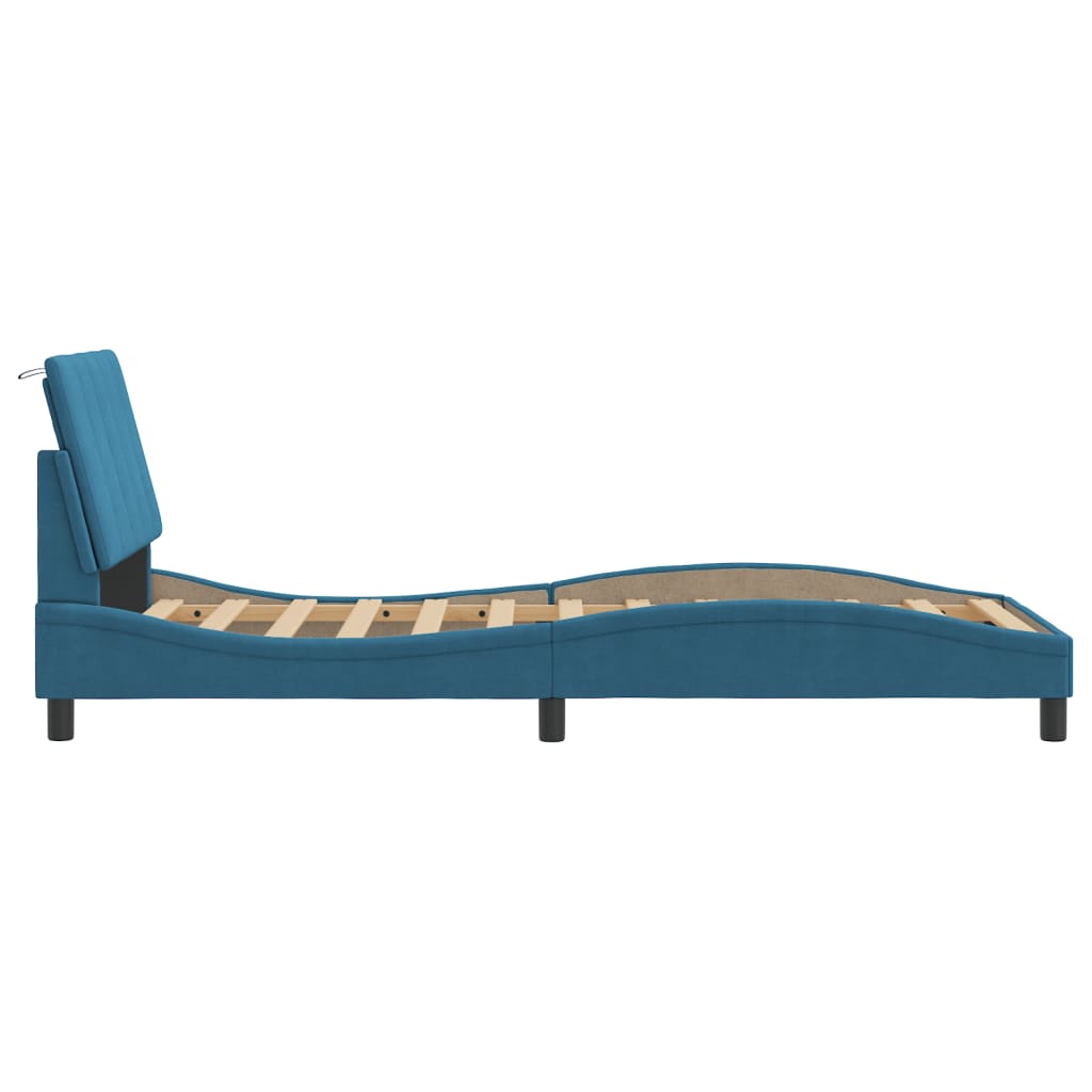 vidaXL Cadru de pat cu tăblie, albastru, 80x200 cm, catifea