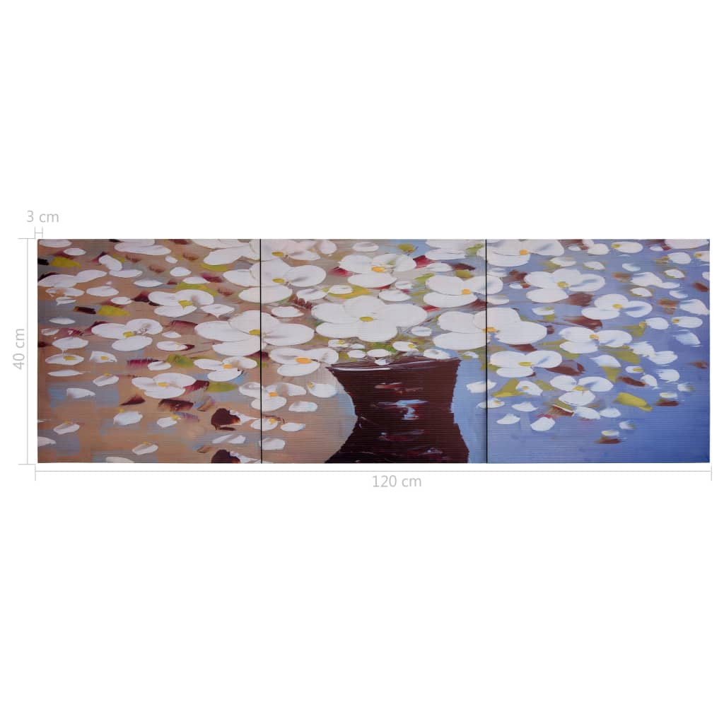 vidaXL Set tablouri din pânză, vas cu flori, multicolor, 120 x 40 cm