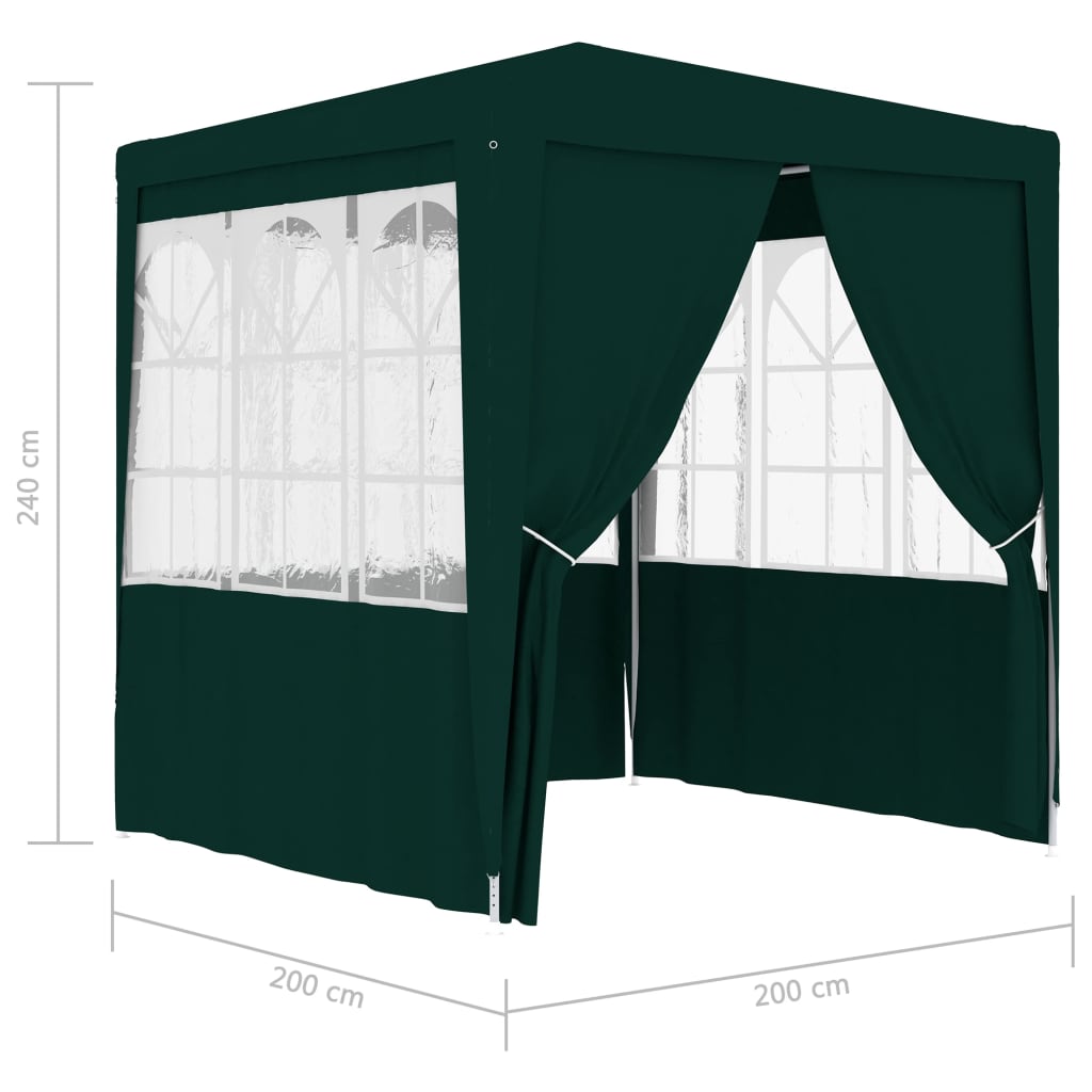 vidaXL Cort de petrecere profesional cu pereți verde 2 x 2 m, 90 g/m²