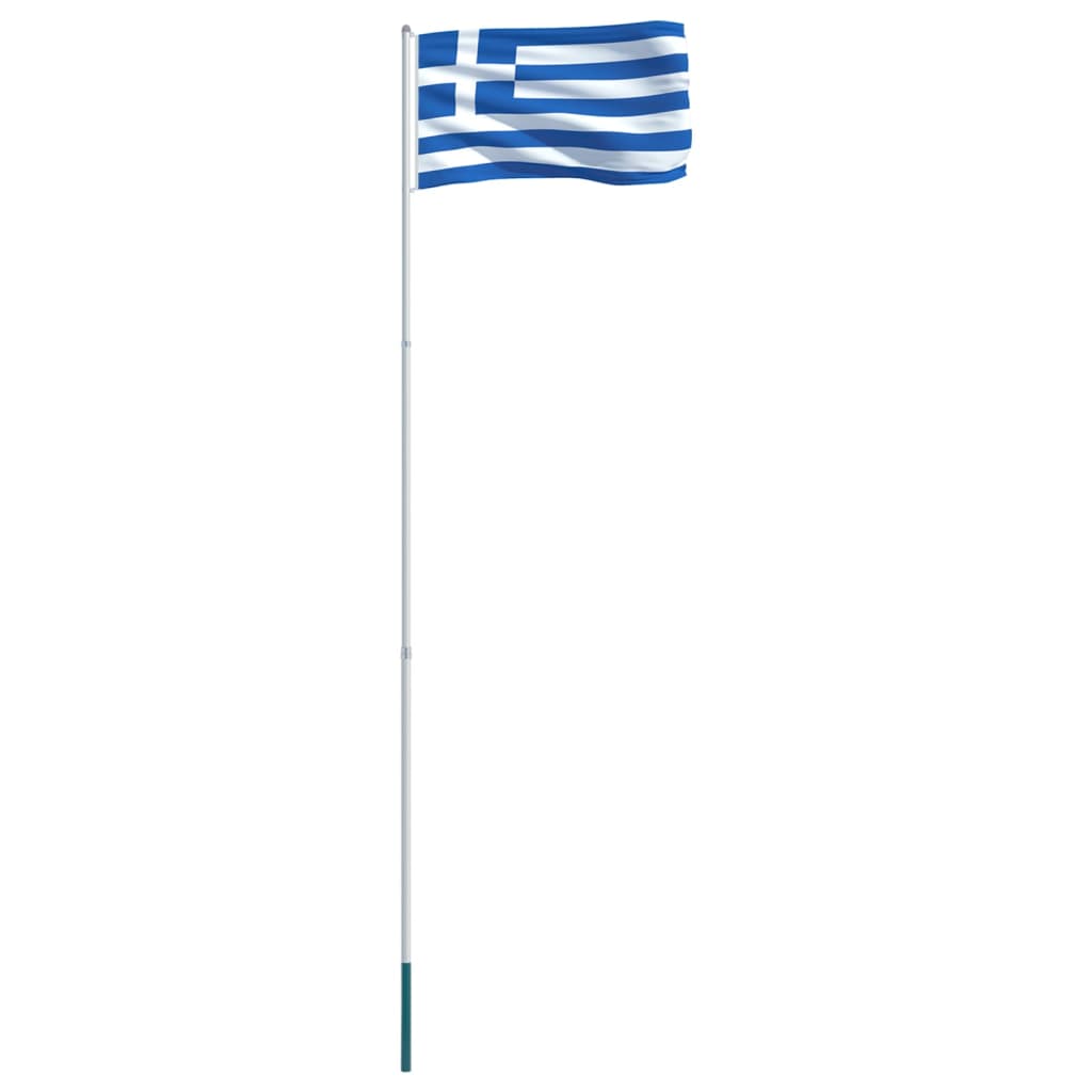 vidaXL Drapel Grecia și stâlp din aluminiu, 4 m