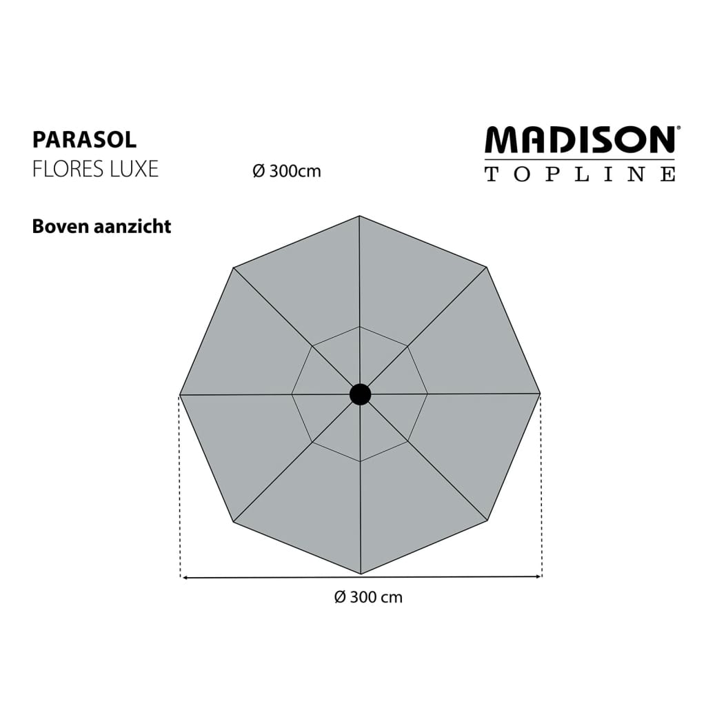 Madison Umbrelă de soare Flores Luxe, 300 cm, gri, rotundă