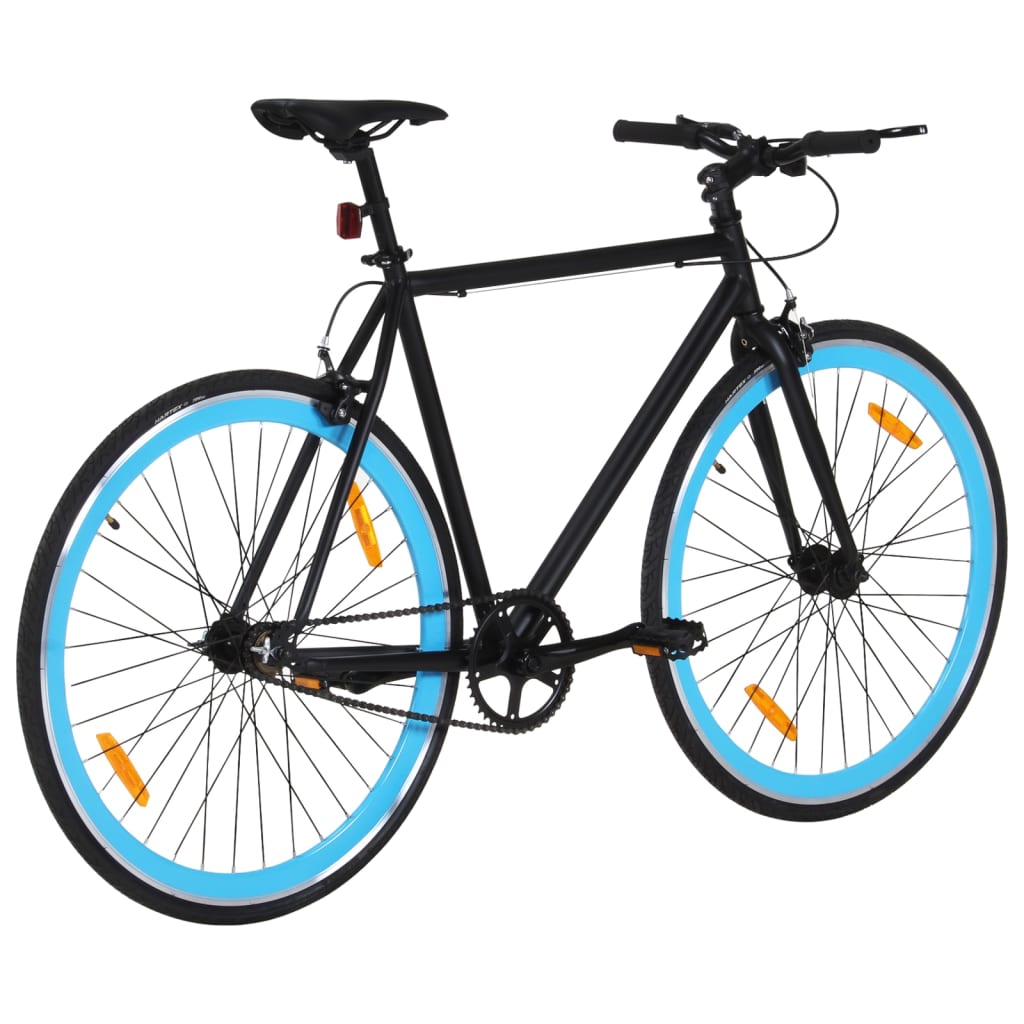 vidaXL Bicicletă cu angrenaj fix, negru și albastru, 700c, 55 cm
