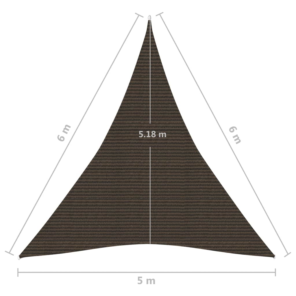 vidaXL Pânză parasolar, maro, 5x6x6 m, HDPE, 160 g/m²