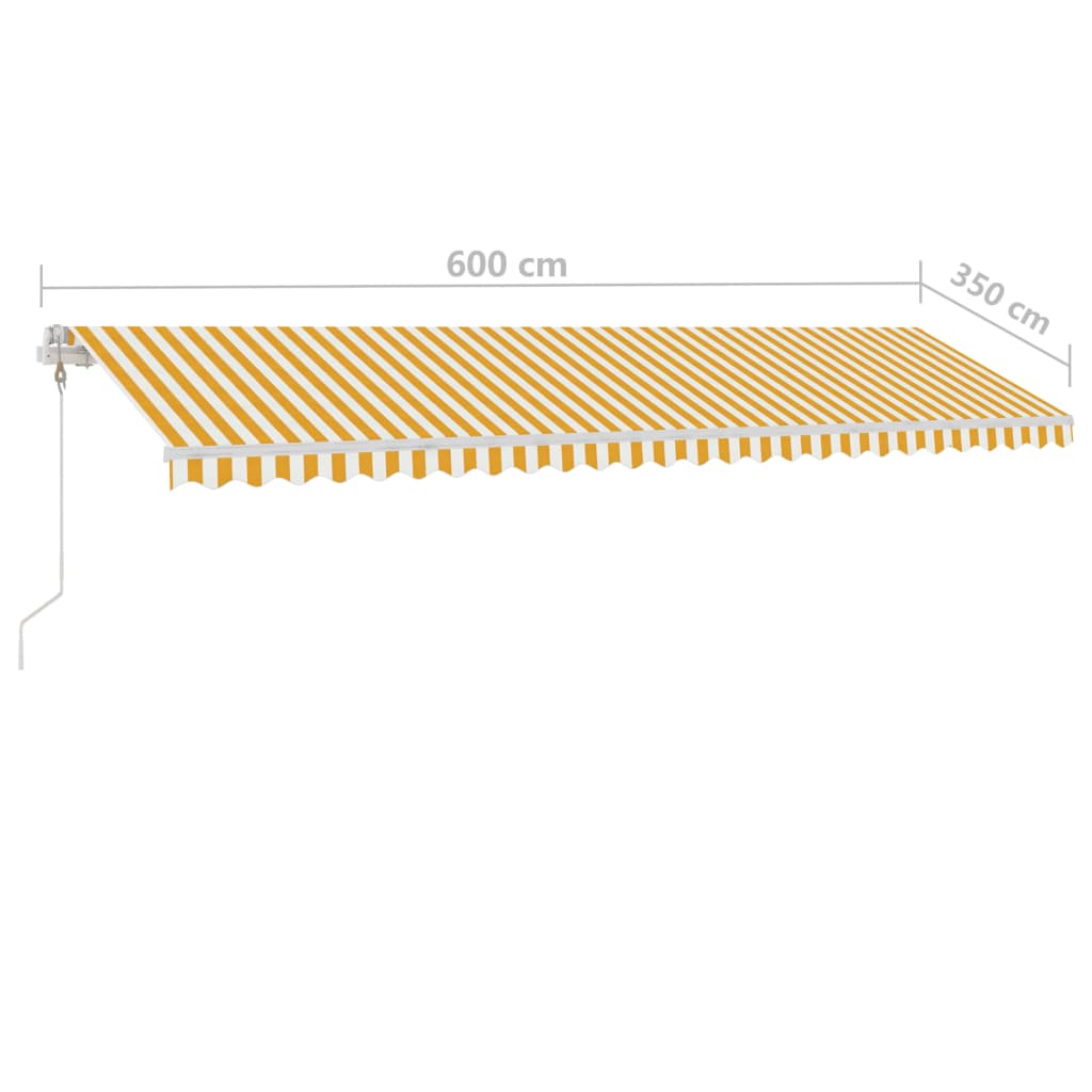 vidaXL Copertină autonomă retractabilă automat galben&alb 600x350 cm