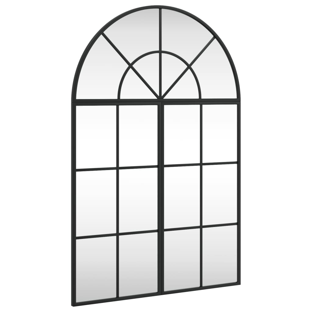 vidaXL Oglindă de perete, negru, 60x90 cm, arcuită, fier