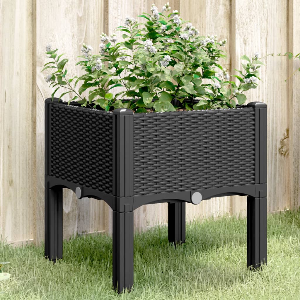 vidaXL Jardinieră de grădină cu picioare, negru, 40x40x42 cm, PP