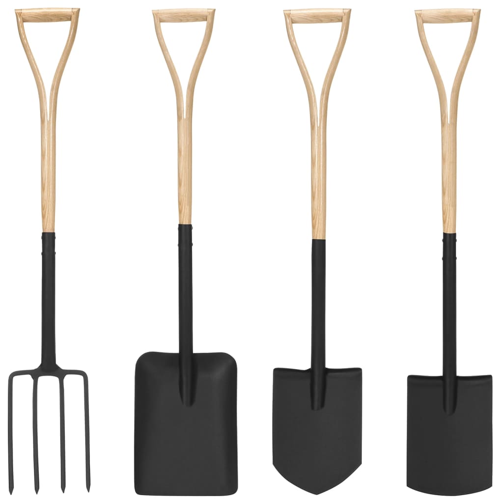vidaXL Set de unelte de grădinărit, mâner în YD, 4 piese, oțel și lemn