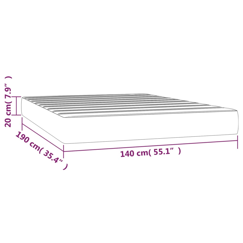 vidaXL Saltea de pat cu arcuri, maro, 140x190x20 cm, piele ecologică